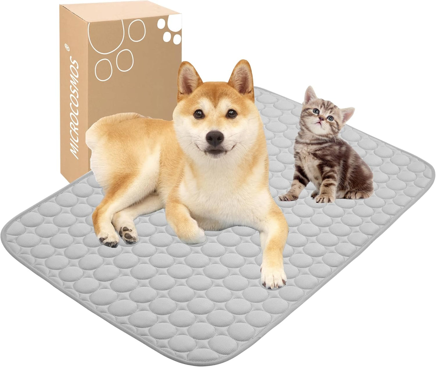 MICROCOSMOS Summer Cooling Mat & Sleeping Pad- Water Absorption Top, Materials Safe, Easy Carry, EZ Clean. Keep Cooling for Pets, Kids and Adults.(Grey, 40" x 28")