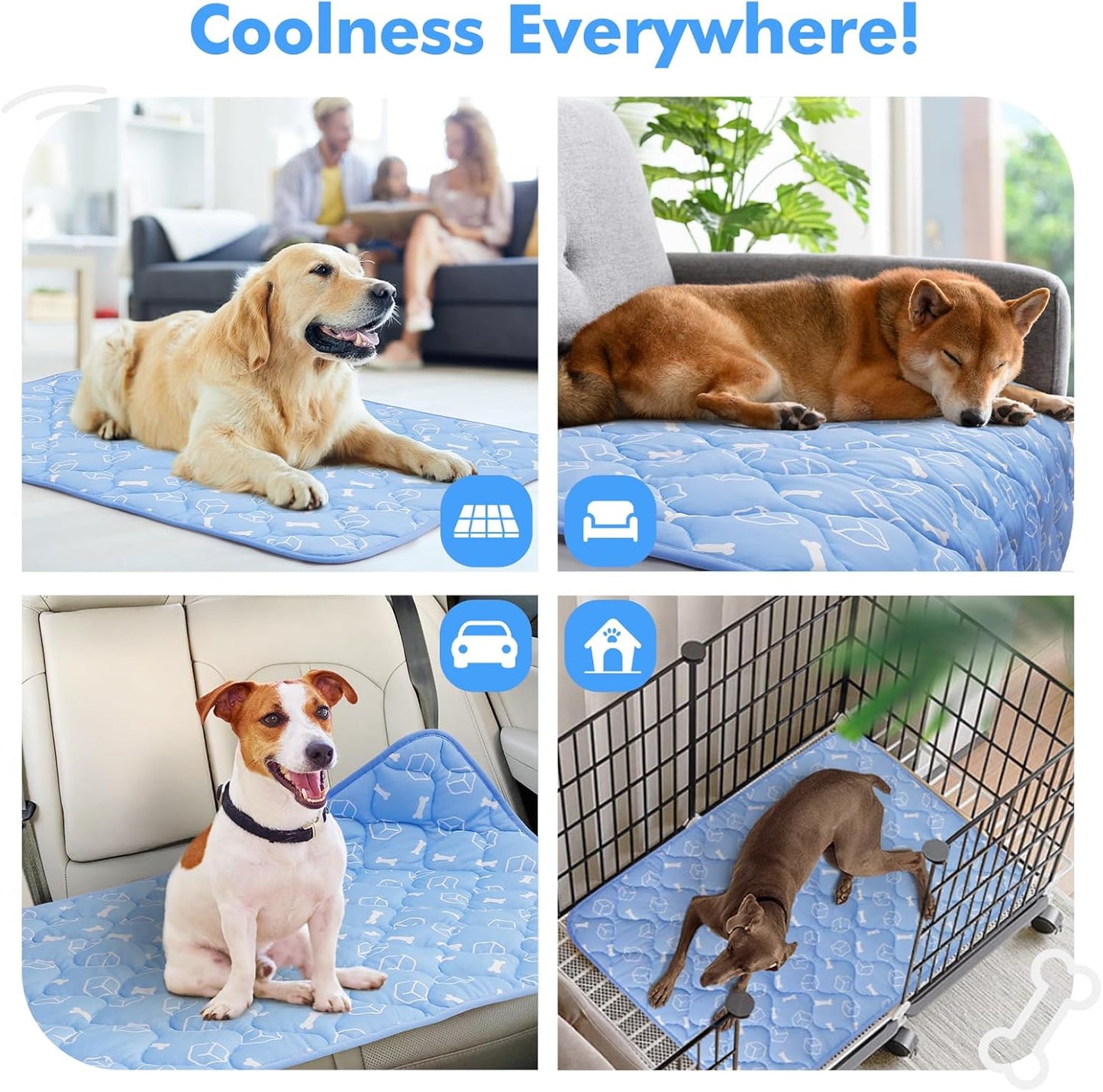 Rywell Dog Cooling Mat 2.0,44 * 32 Thicken Cooling Mat for Extra Large Dog, Internal Waterproof& Endothermic Color Changing Arc-Chill Cool Fiber(QMAX>0.5) for Pet in Summer, Washable, Non-Toxic