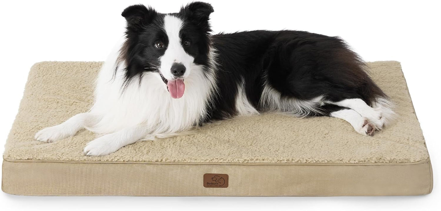 Bedsure Cooling Dog Bed for Crate - Large Orthopedic Waterproof Puppy Beds with Removable Washable Cover, Egg Crate Foam Pet Mat, Suitable for Pet Up to 50 lbs