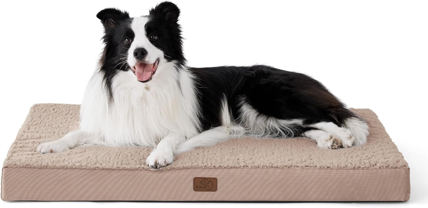 Bedsure Cooling Dog Bed for Crate - Large Orthopedic Waterproof Puppy Beds with Removable Washable Cover, Egg Crate Foam Pet Mat, Suitable for Pet Up to 50 lbs