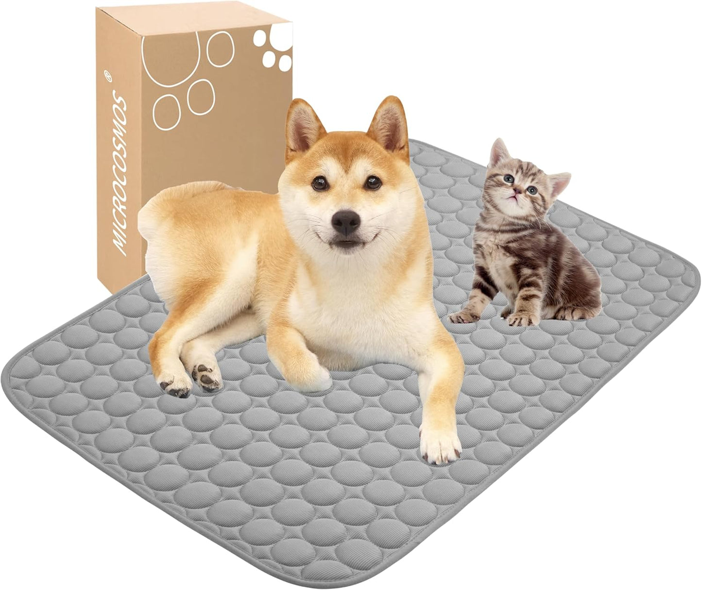 MICROCOSMOS Summer Cooling Mat & Sleeping Pad- Water Absorption Top, Materials Safe, Easy Carry, EZ Clean. Keep Cooling for Pets, Kids and Adults.(Grey, 40" x 28")