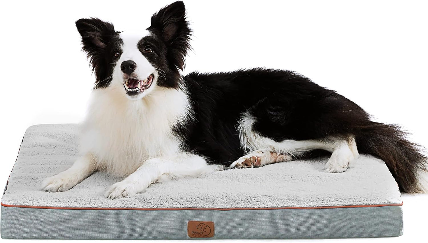 Bedsure Cooling Dog Bed for Crate - Large Orthopedic Waterproof Puppy Beds with Removable Washable Cover, Egg Crate Foam Pet Mat, Suitable for Pet Up to 50 lbs