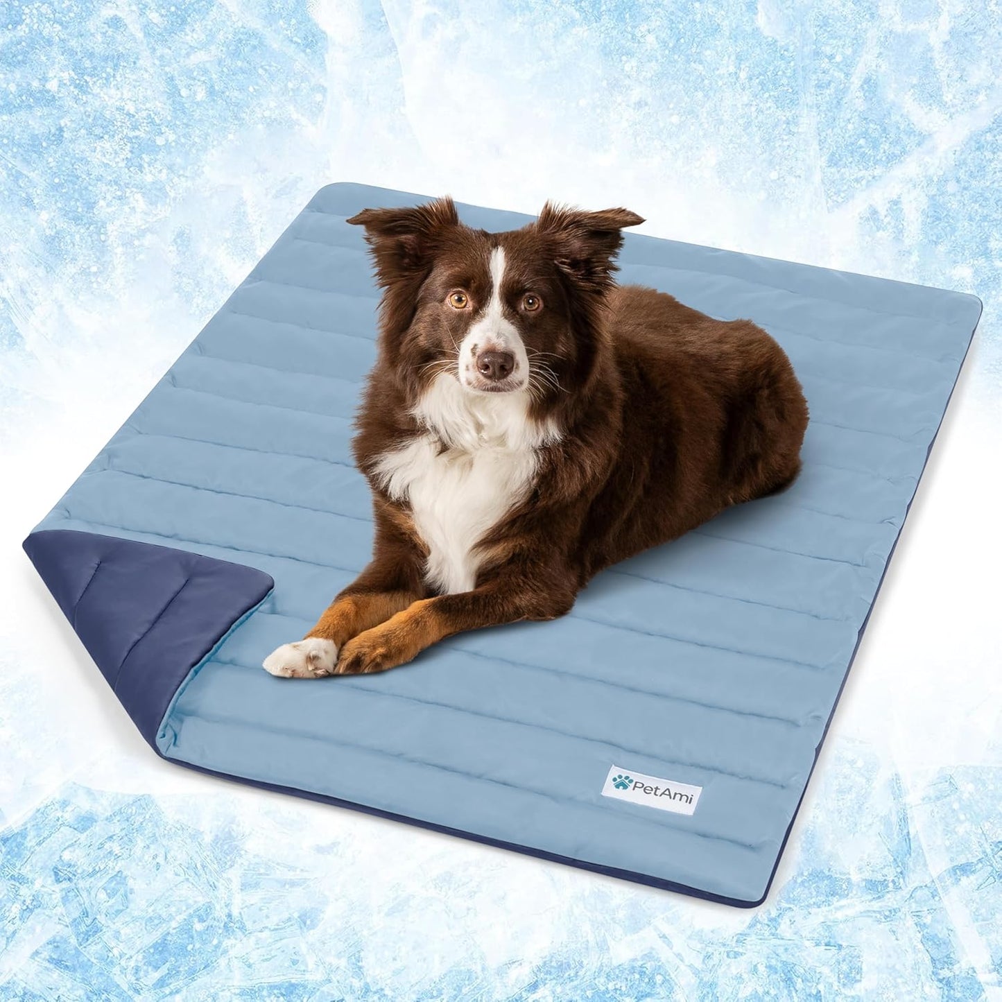 PetAmi Cooling Mat for Dog, Premium Pet Cooling Blanket for Crate Kennel, Indoor Cat Cool Sleeping Pad, Q-MAX Cold Sofa Couch Cover for Summer, Taupe/Beige, Small (24x32)