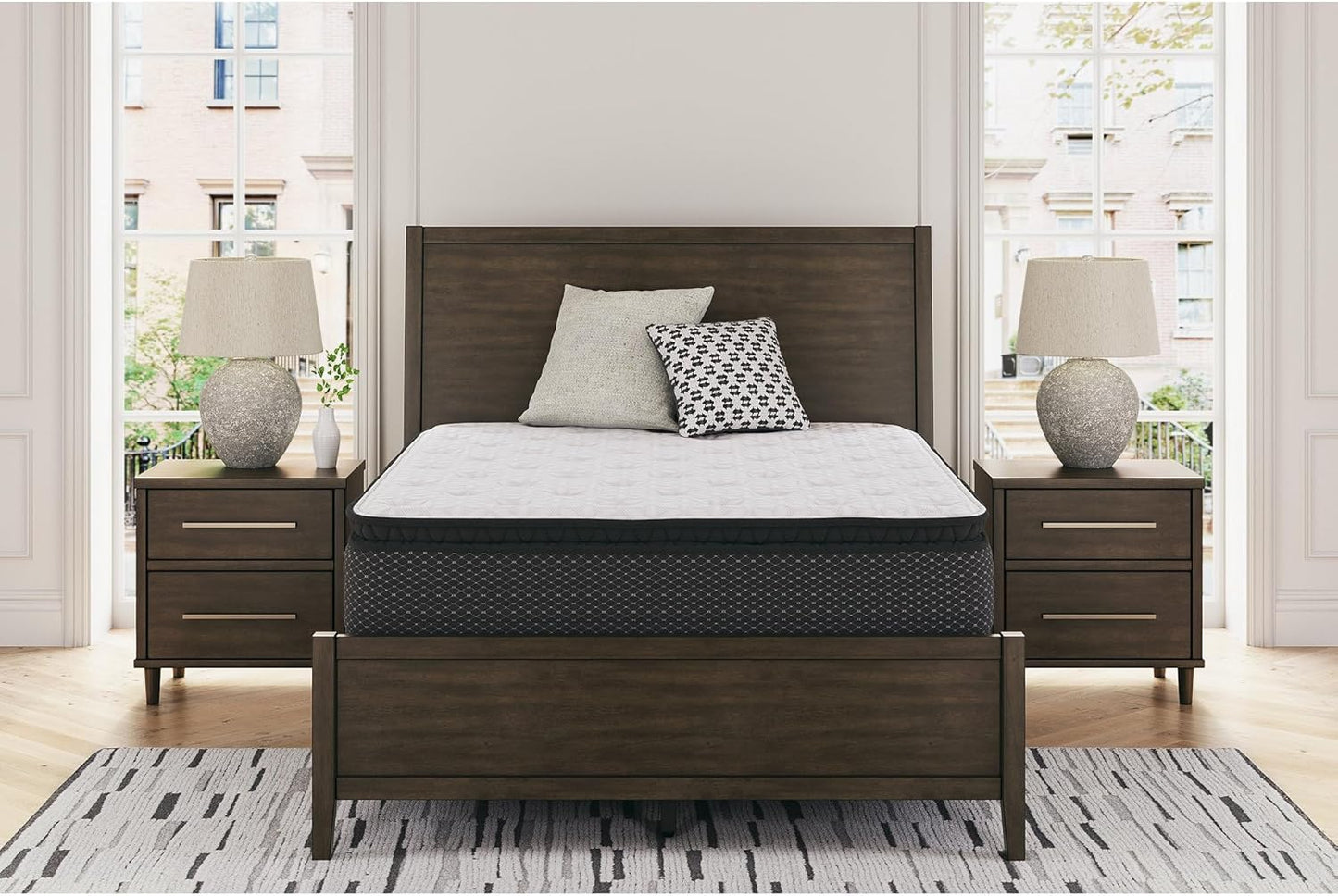 Signature Design by Ashley Queen Size Chime 12 Inch Medium Firm Hybrid Mattress with Cooling Gel Memory Foam for Pressure Relief