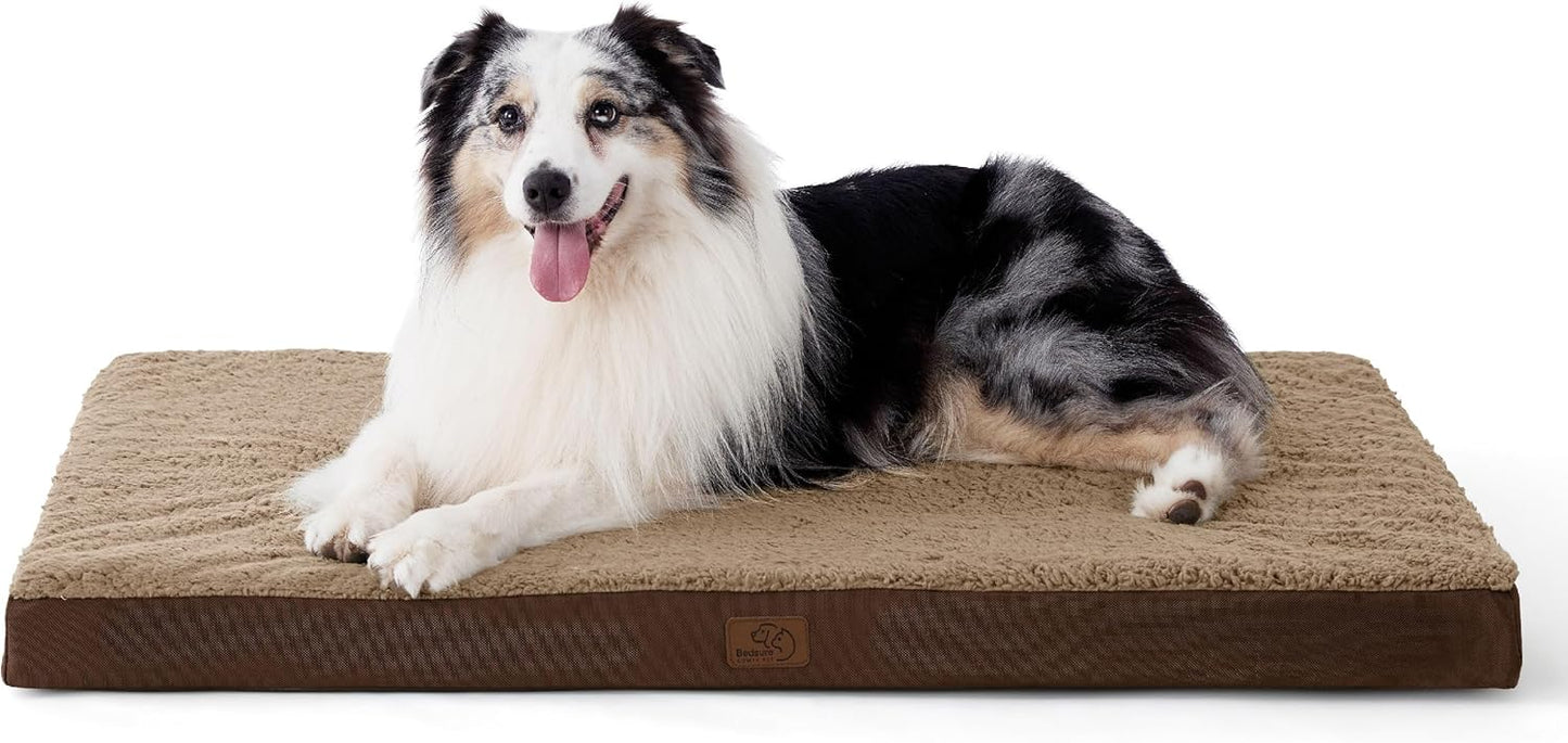Bedsure Cooling Dog Bed for Crate - Large Orthopedic Waterproof Puppy Beds with Removable Washable Cover, Egg Crate Foam Pet Mat, Suitable for Pet Up to 50 lbs