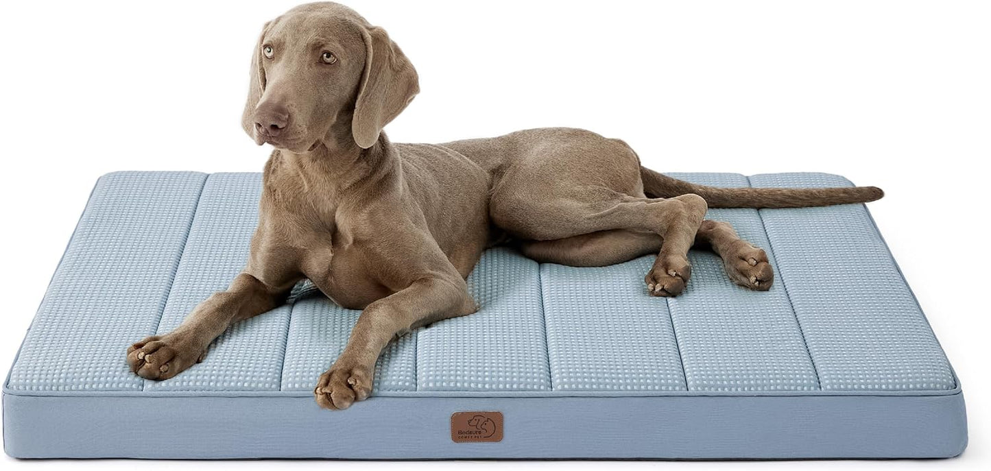 Bedsure Cooling Dog Bed for Crate - Large Orthopedic Waterproof Puppy Beds with Removable Washable Cover, Egg Crate Foam Pet Mat, Suitable for Pet Up to 50 lbs