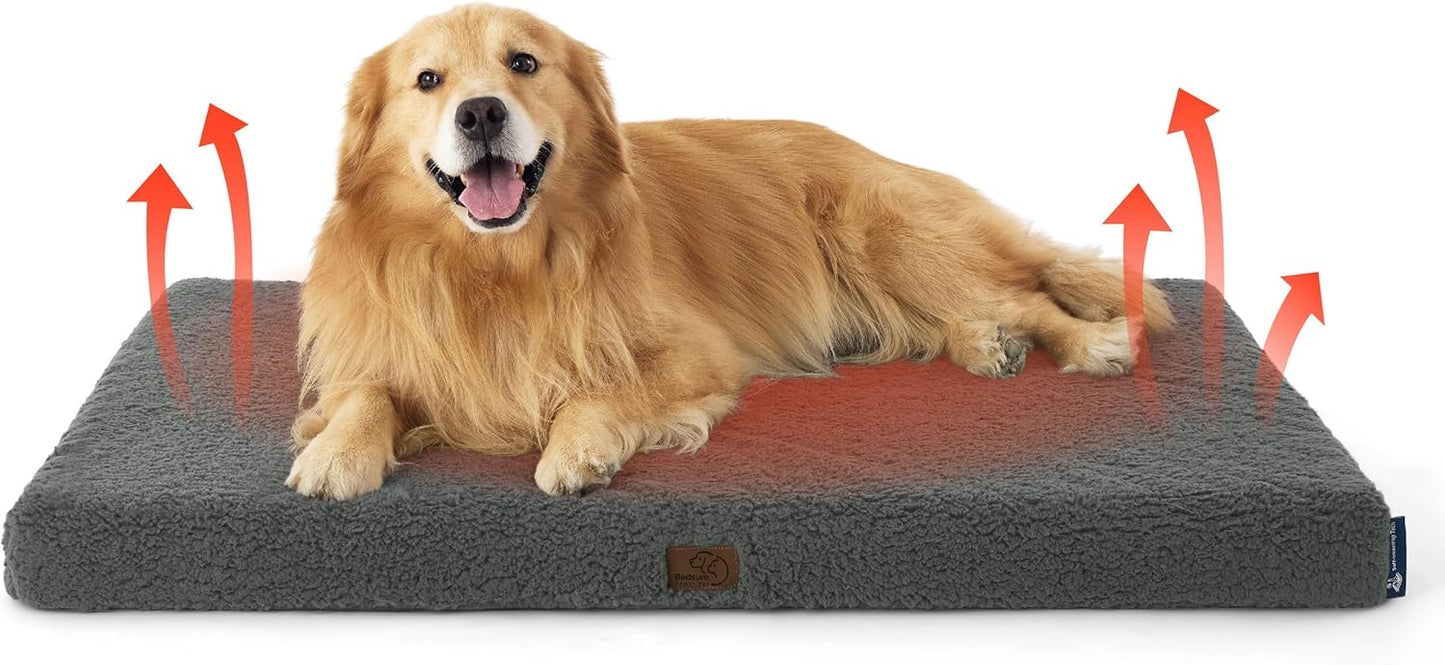 Bedsure Cooling Dog Bed for Crate - Large Orthopedic Waterproof Puppy Beds with Removable Washable Cover, Egg Crate Foam Pet Mat, Suitable for Pet Up to 50 lbs