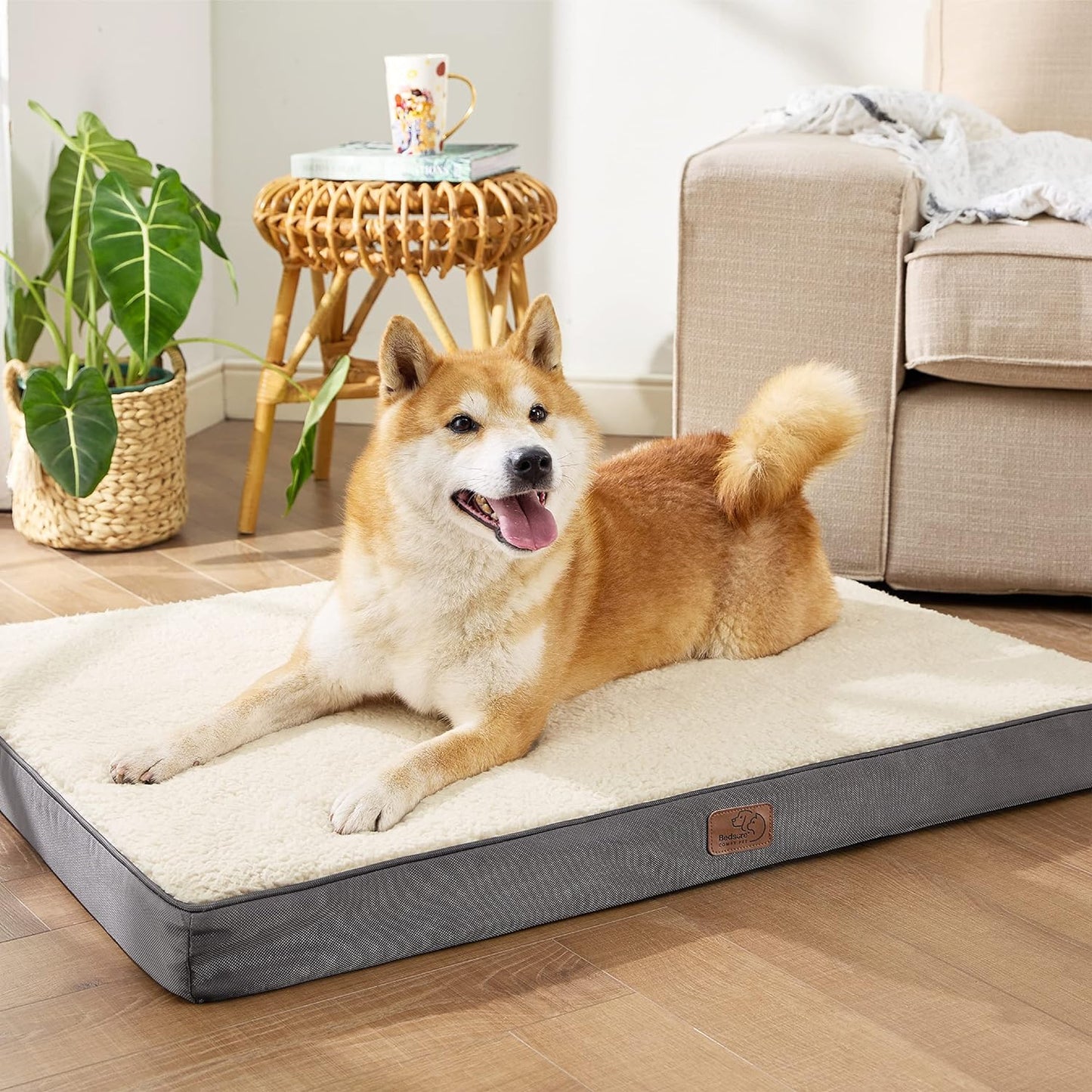 Bedsure Cooling Dog Bed for Crate - Large Orthopedic Waterproof Puppy Beds with Removable Washable Cover, Egg Crate Foam Pet Mat, Suitable for Pet Up to 50 lbs