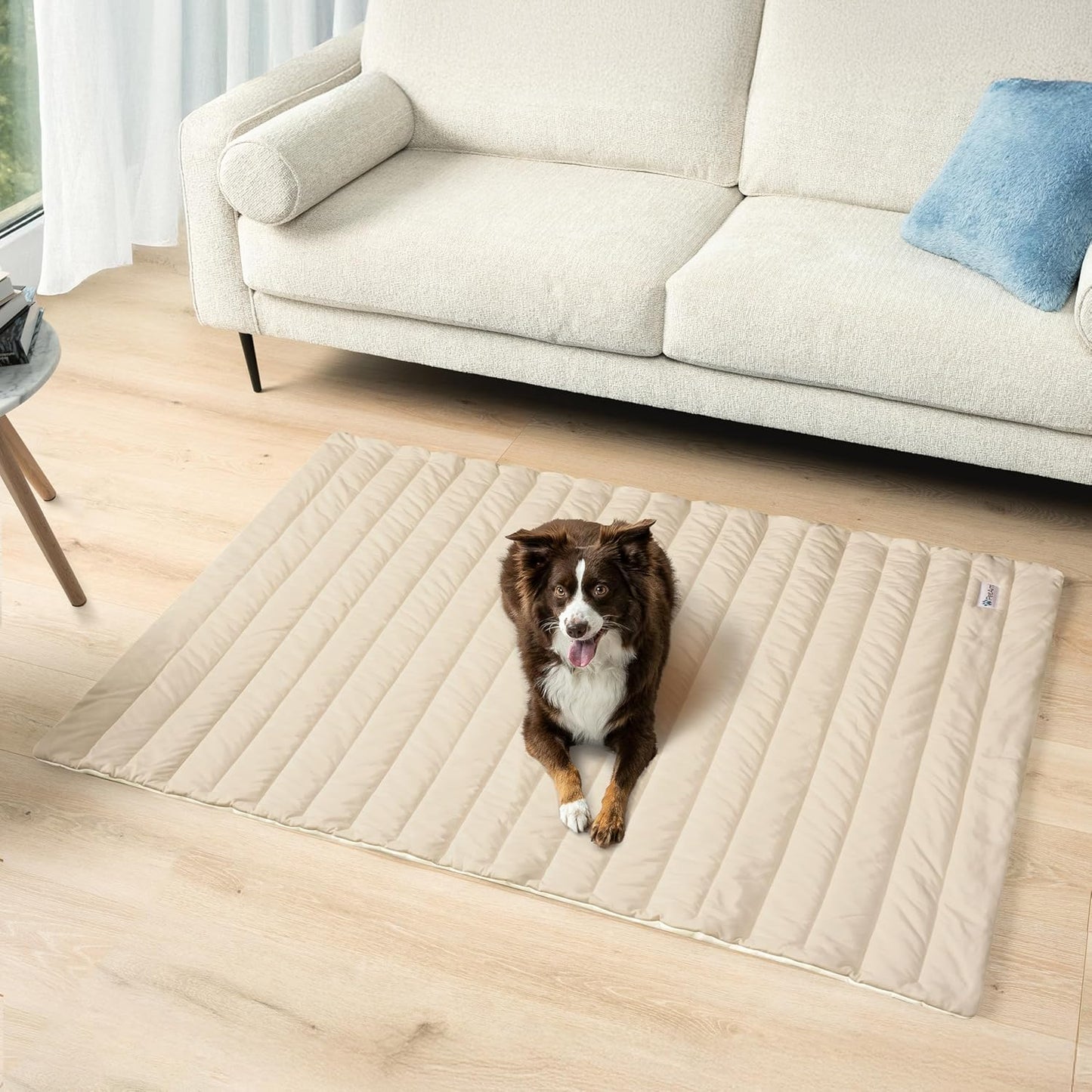 PetAmi Cooling Mat for Dog, Premium Pet Cooling Blanket for Crate Kennel, Indoor Cat Cool Sleeping Pad, Q-MAX Cold Sofa Couch Cover for Summer, Taupe/Beige, Small (24x32)