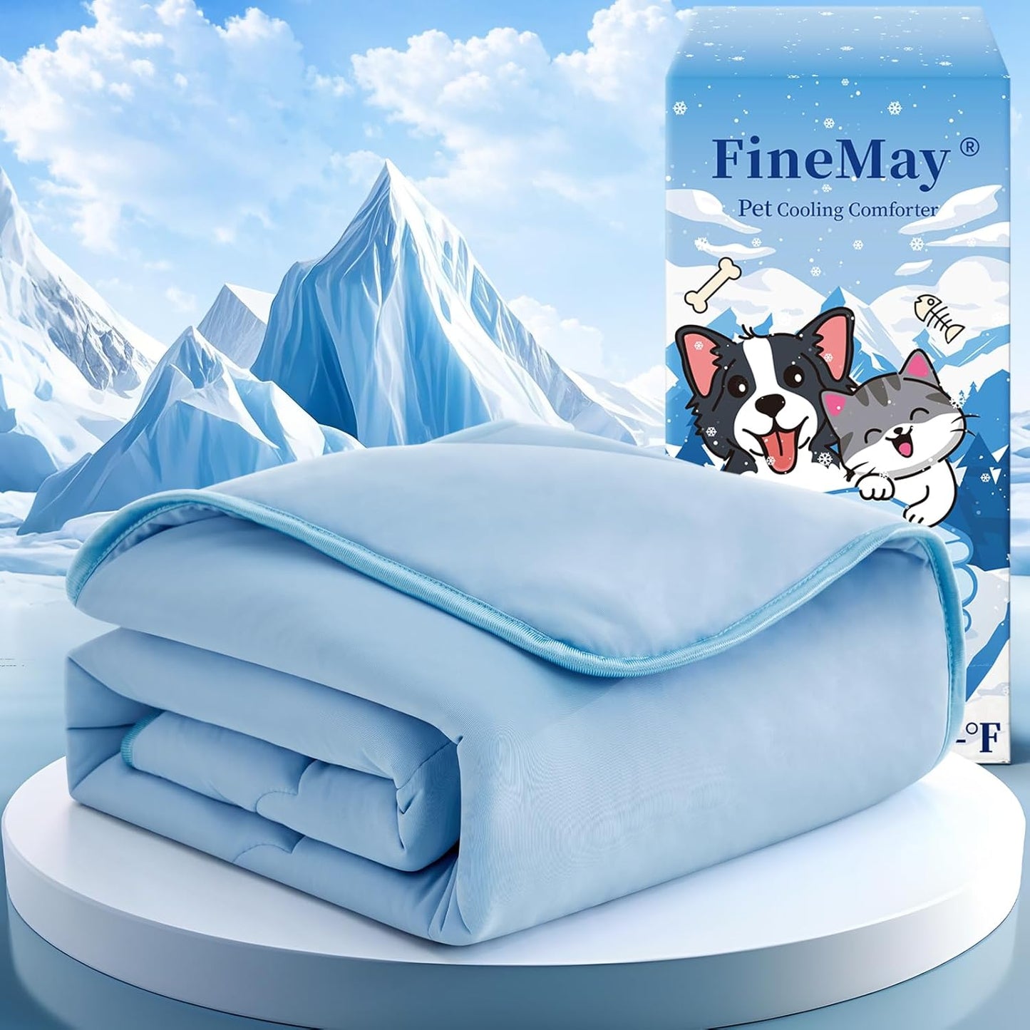 Cooling Blanket for Dogs, Lightweight & Durable Dog Cooling Mat, Q-MAX>0.45 Soft Breathable Pets Comforter for Couch, Bed & Car Essential - Light Grey 40x50 Inches