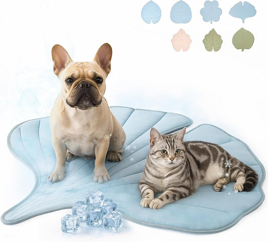 Dog Cooling Mat - Large Leaf Shaped, Washable, Non-Slip, Summer Pad for Dogs and Cats, Lightweight