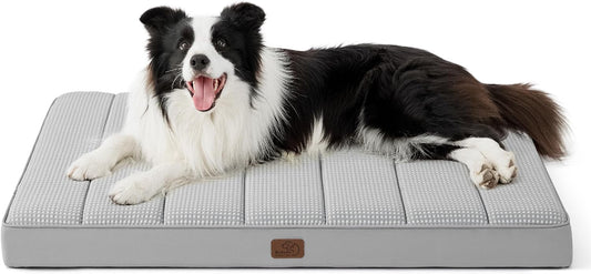 Bedsure Cooling Dog Bed for Crate - Large Orthopedic Waterproof Puppy Beds with Removable Washable Cover, Egg Crate Foam Pet Mat, Suitable for Pet Up to 50 lbs