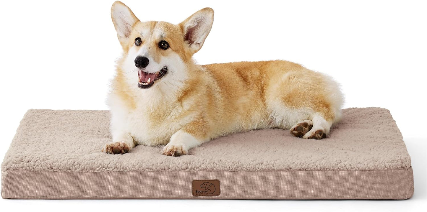 Bedsure Cooling Dog Bed for Crate - Large Orthopedic Waterproof Puppy Beds with Removable Washable Cover, Egg Crate Foam Pet Mat, Suitable for Pet Up to 50 lbs
