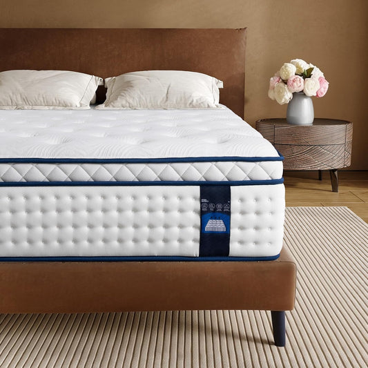 King Size Mattress 14 Inch,Hybrid Mattress King in a Box, Medium Firm Memory Foam&Individual Pocket Springs,Upgrade Zoned Support,Motion Isolation&Pressure Relief,Fiberglass Free