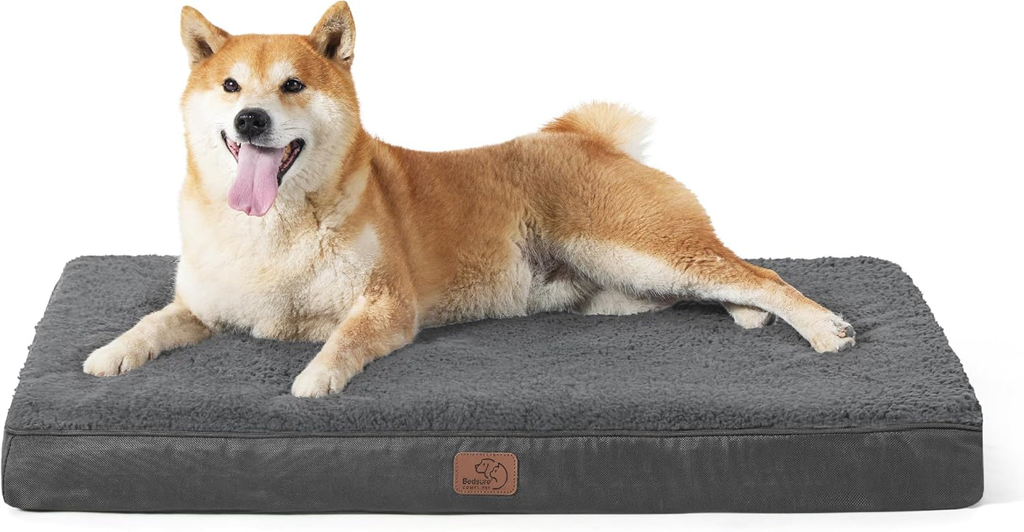 Bedsure Cooling Dog Bed for Crate - Large Orthopedic Waterproof Puppy Beds with Removable Washable Cover, Egg Crate Foam Pet Mat, Suitable for Pet Up to 50 lbs